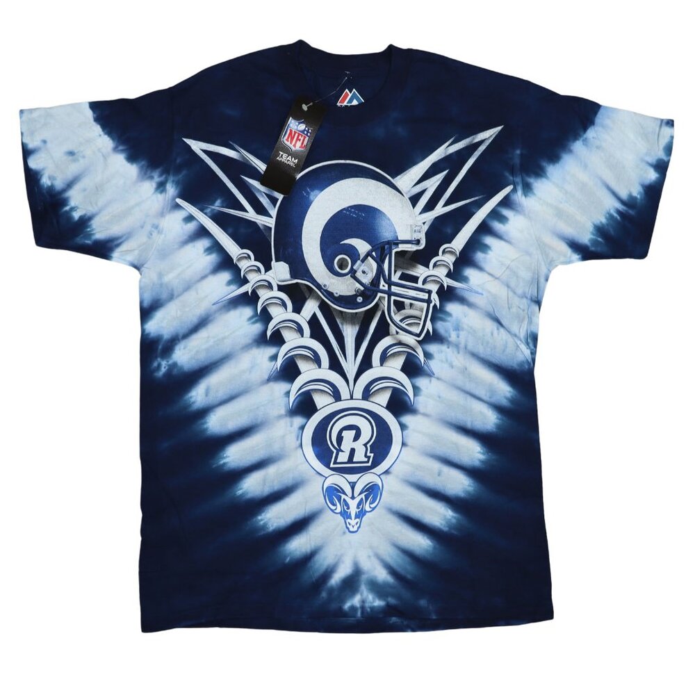 Los Angeles Rams NFL Team Apparel Liquid Blue V-Dye Crew Neck Men's T-Shirt NWT